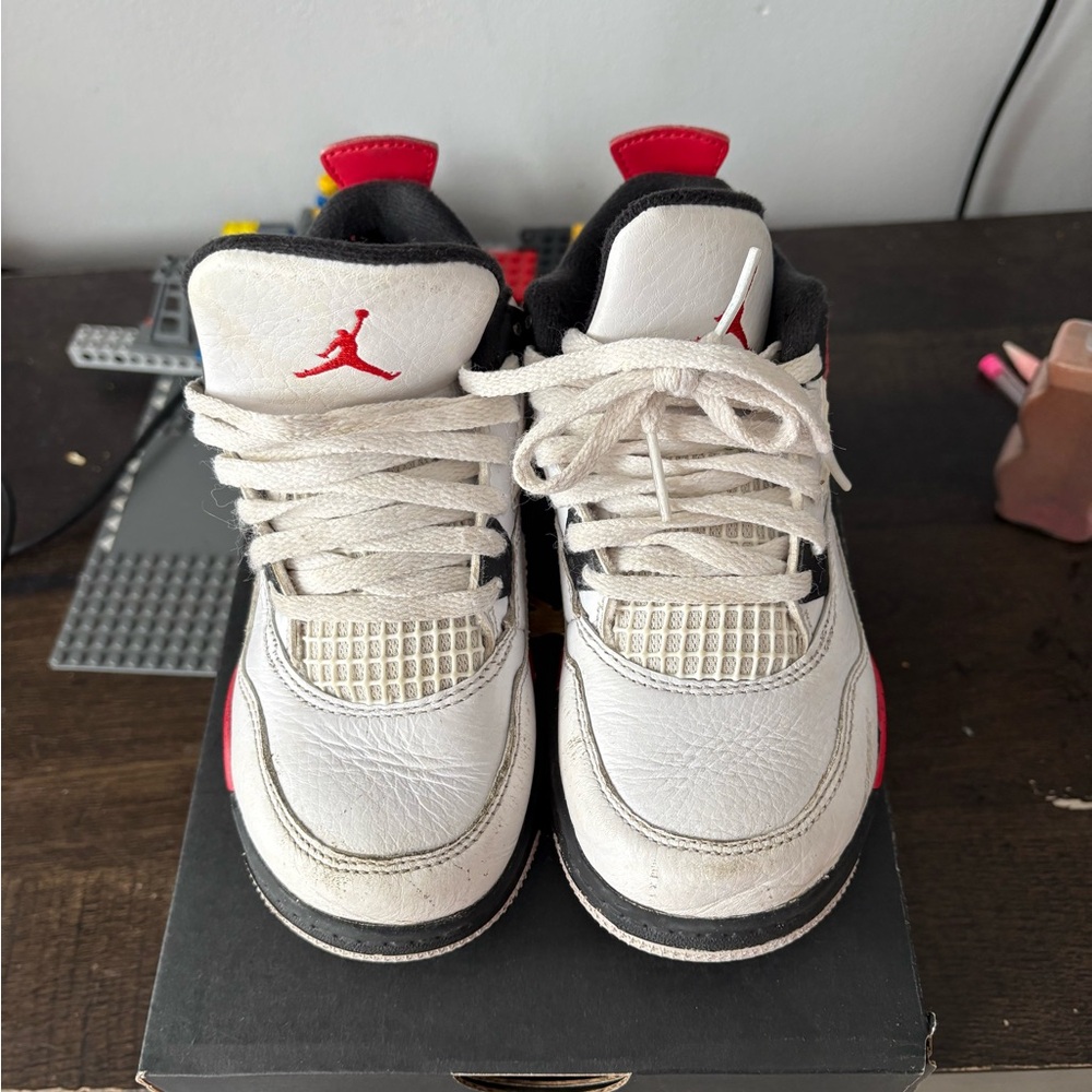 Jordan Kids White and Red Sneakers